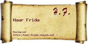 Haar Frida névjegykártya